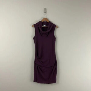 Standard James Perse Cowl Neck Ruched Side Midi Dress in Plum Size 3 (L)